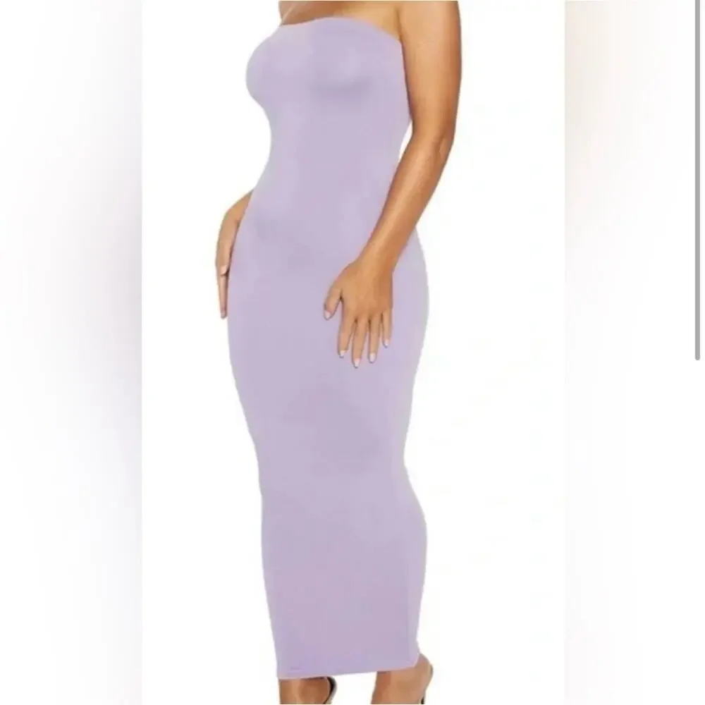 Naked Wardrobe The NW Tube Dress Iris Purple Strapless Crepe Bodycon Size 3X NEW - Picture 3 of 14